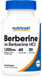 Nutricost Berberine HCl 1200mg 60 Vegetarian Capsules front view