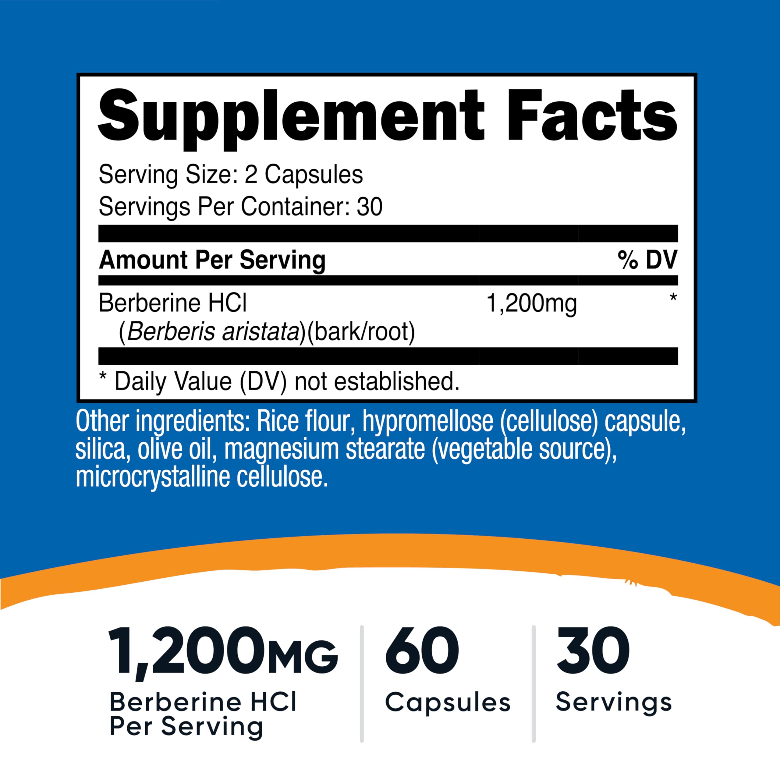 Nutricost Berberine HCl 1200mg bottle side view