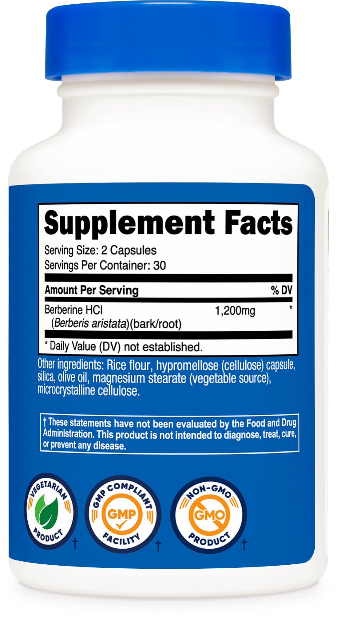 Nutricost Berberine HCl 1200mg bottle with label