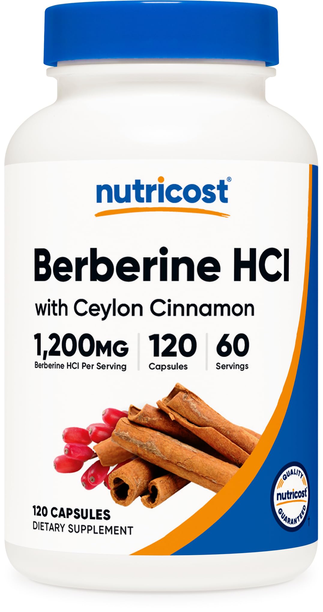 Nutricost Berberine HCl with Ceylon Cinnamon 120 capsules front view