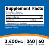 Nutricost Beta-Alanine Capsules showing the capsule size