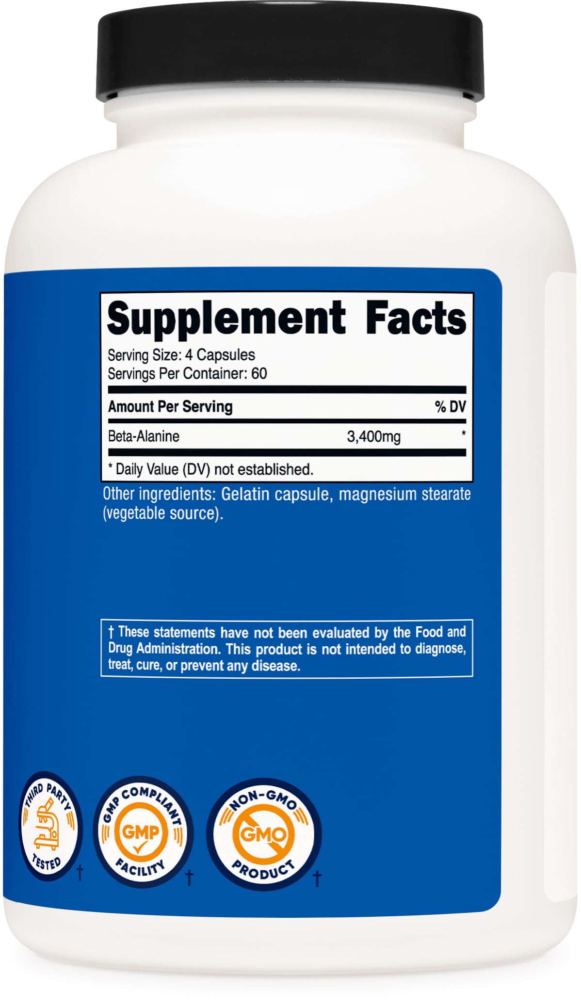 Nutricost Beta-Alanine Capsules with a measuring scoop
