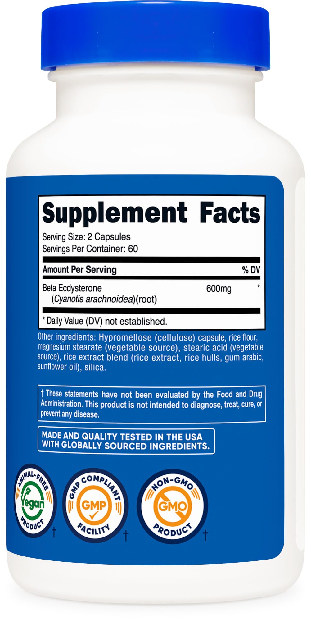 Nutricost Beta Ecdysterone 600mg 120 capsules ingredients list