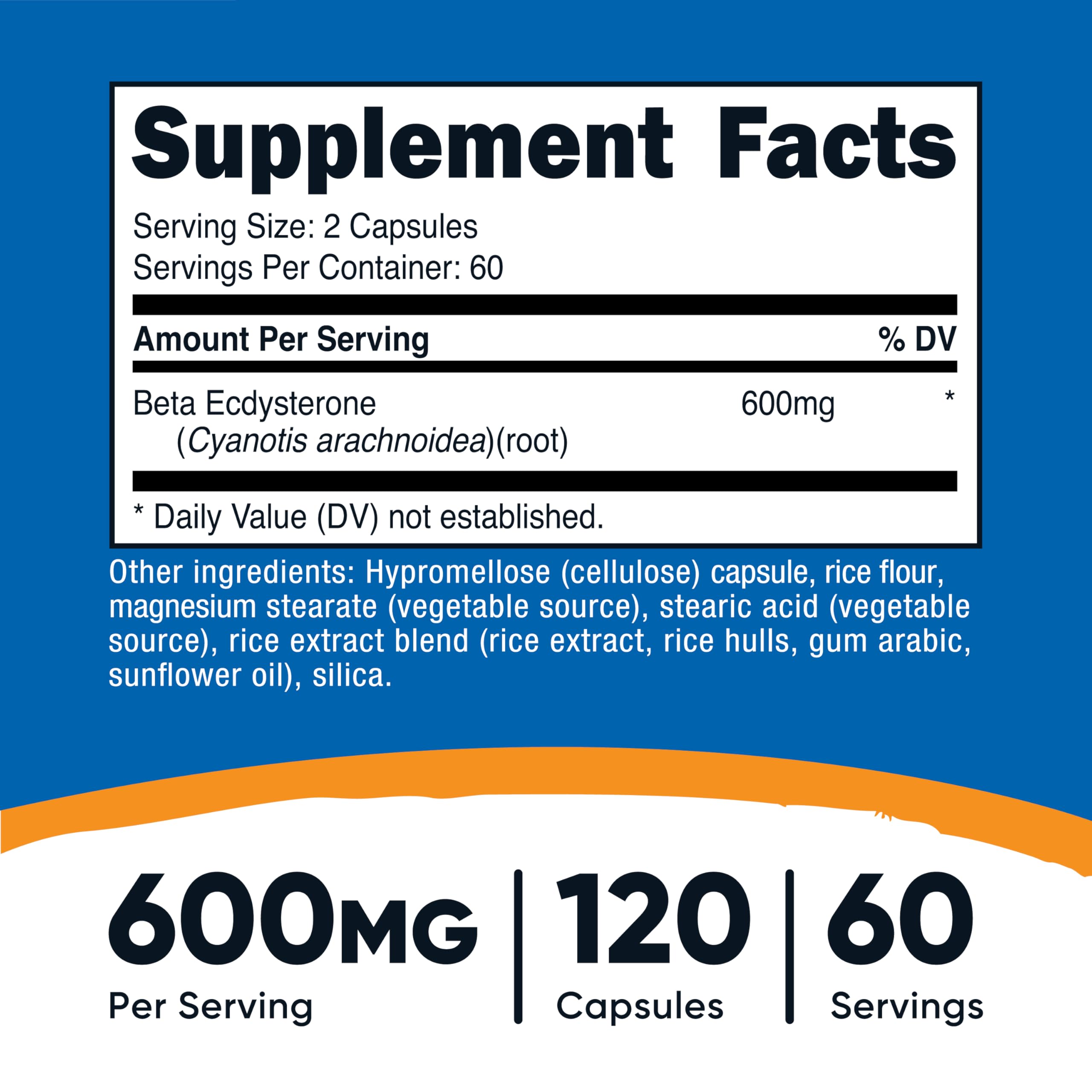 Nutricost Beta Ecdysterone 600mg 120 capsules side view