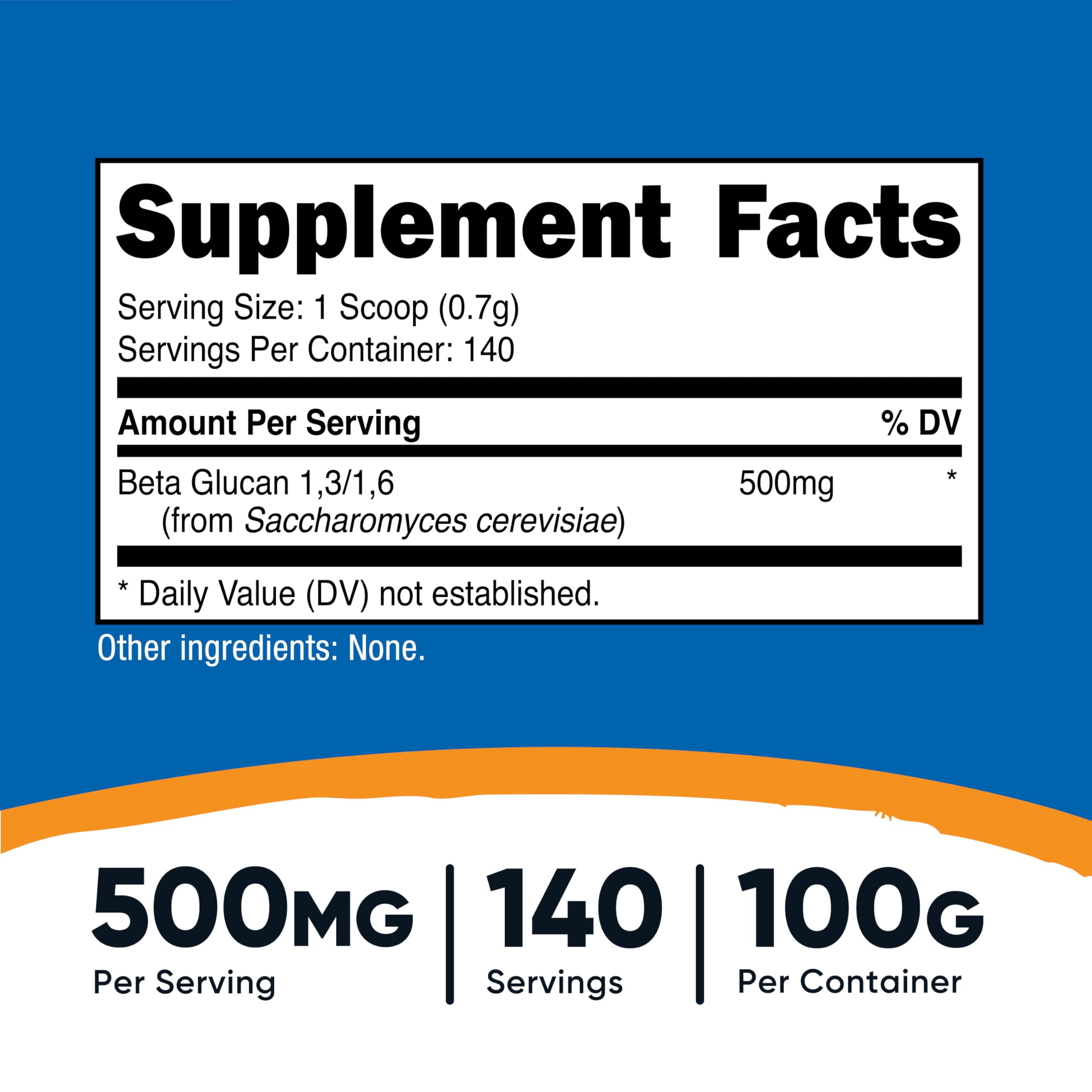 Nutricost Beta Glucan 1,3/1,6 100g powder packaging