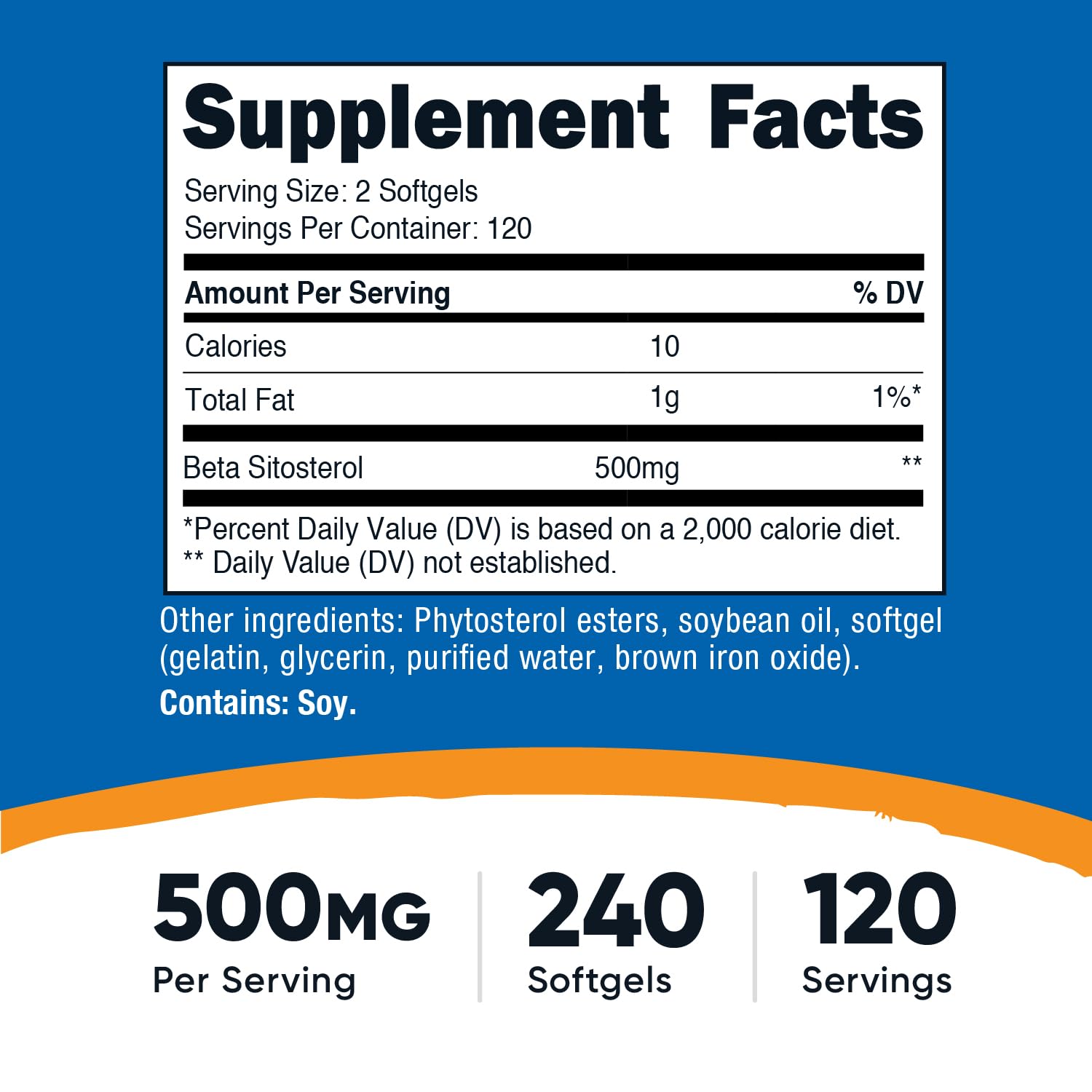 Nutricost Beta Sitosterol Softgels 500mg back view