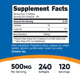 Nutricost Beta Sitosterol Softgels 500mg back view
