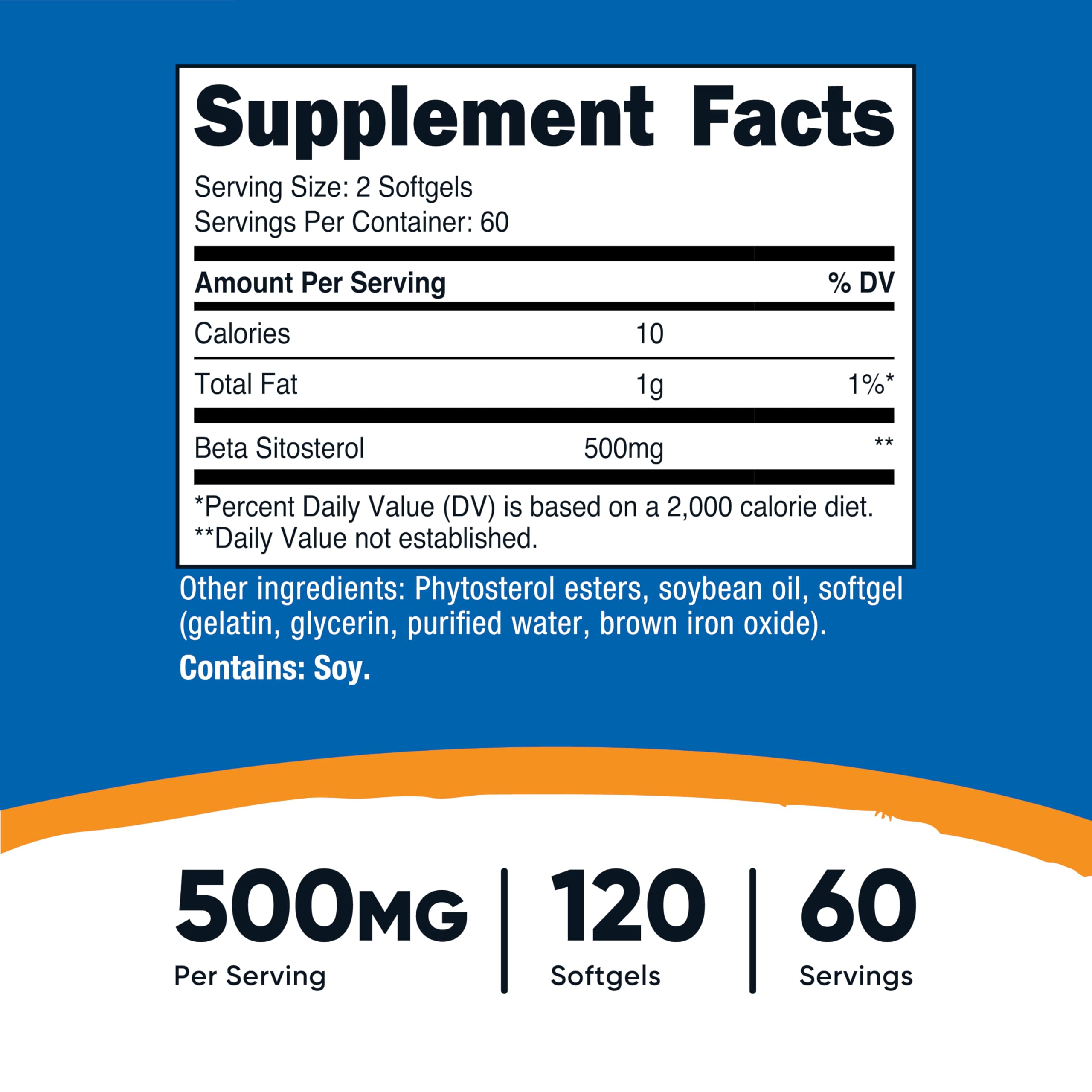 Nutricost Beta Sitosterol Softgels 500mg side view