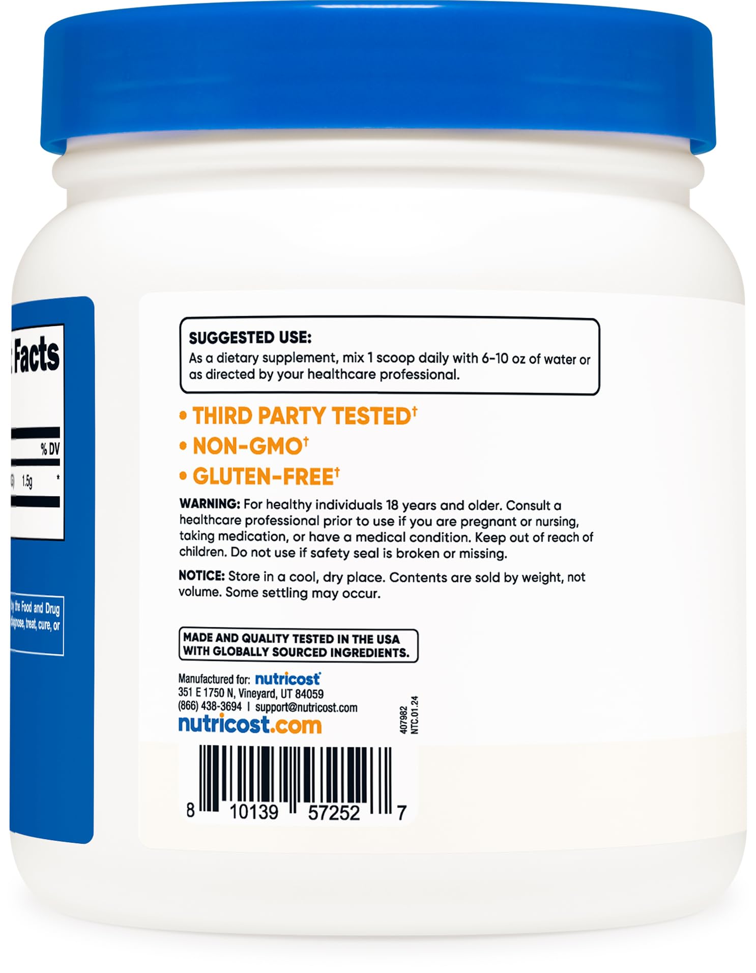 Nutricost Betaine Anhydrous Powder ingredients list