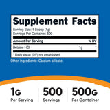 Nutricost Betaine HCI Powder 500g back view with ingredients