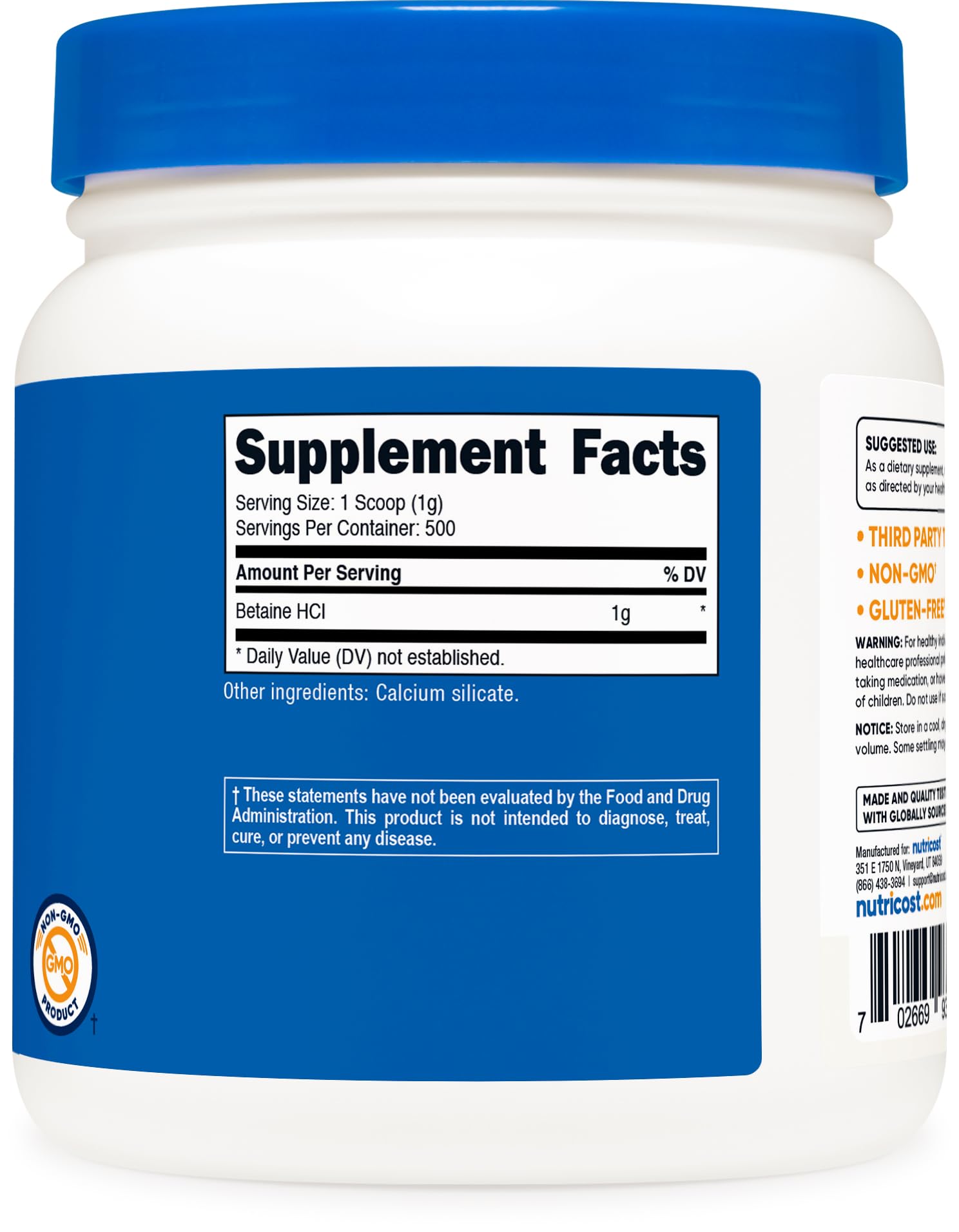 Nutricost Betaine HCI Powder on a kitchen counter