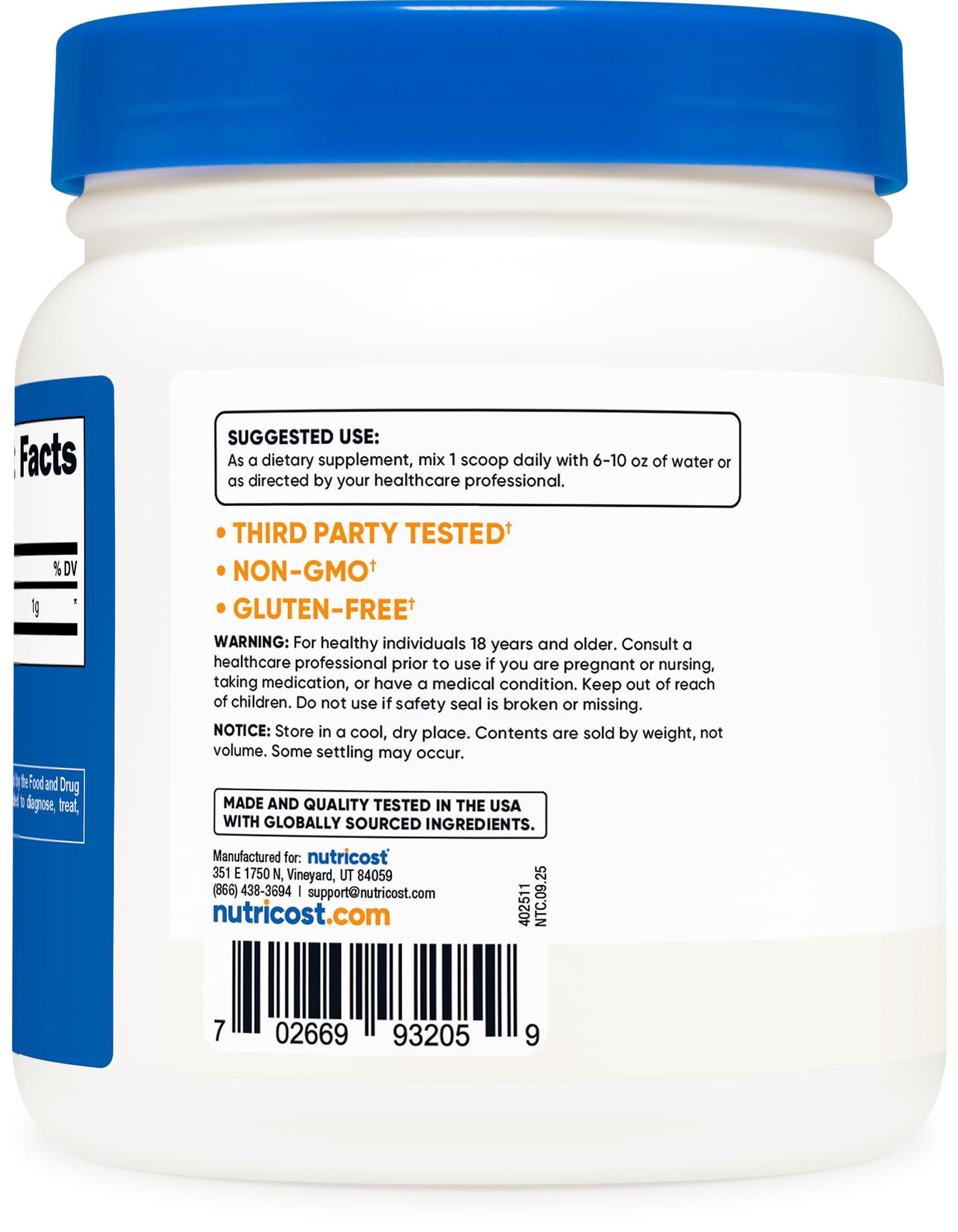 Nutricost Betaine HCI Powder packaging details