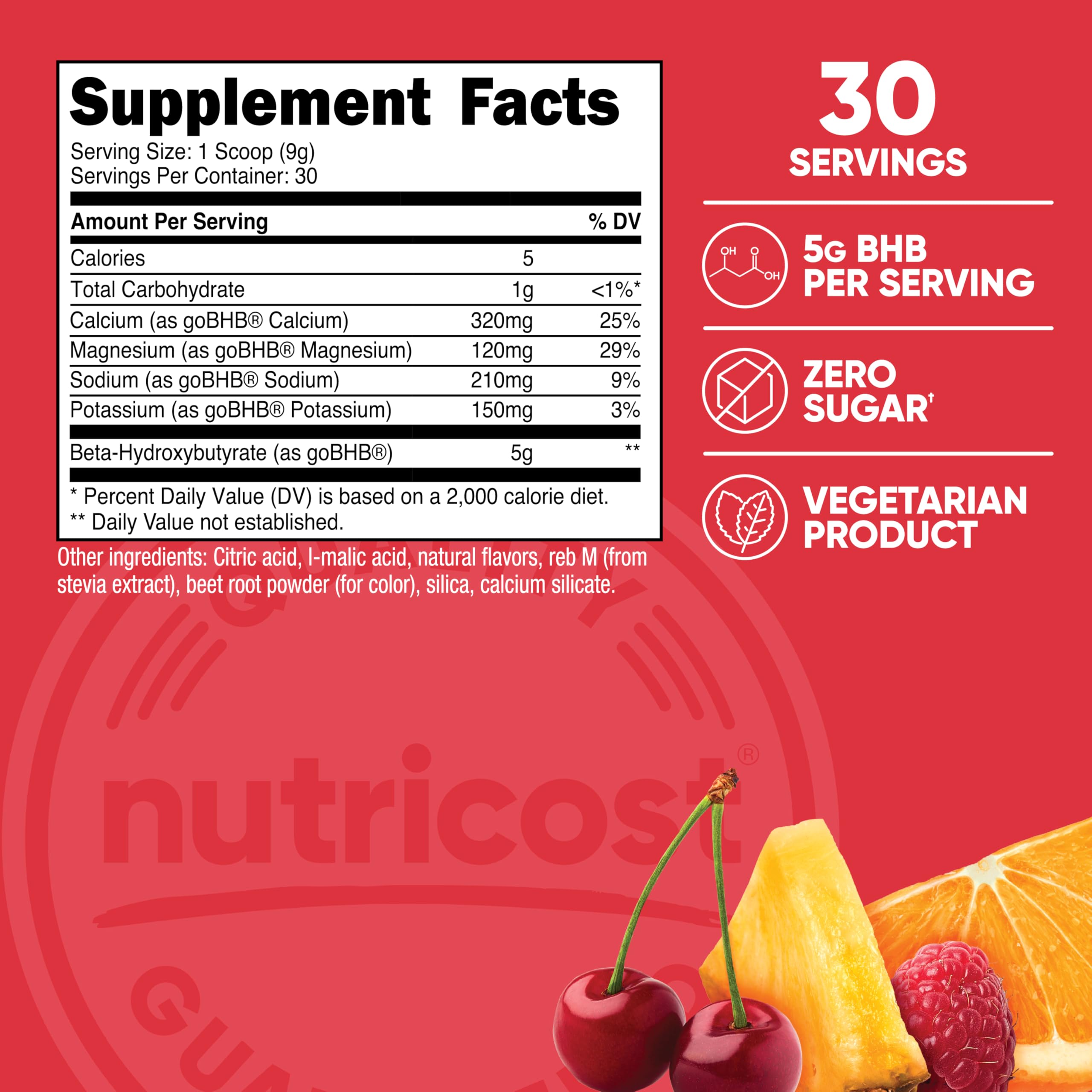 Nutricost BHB Salts Drink Mix bottle with 30 servings