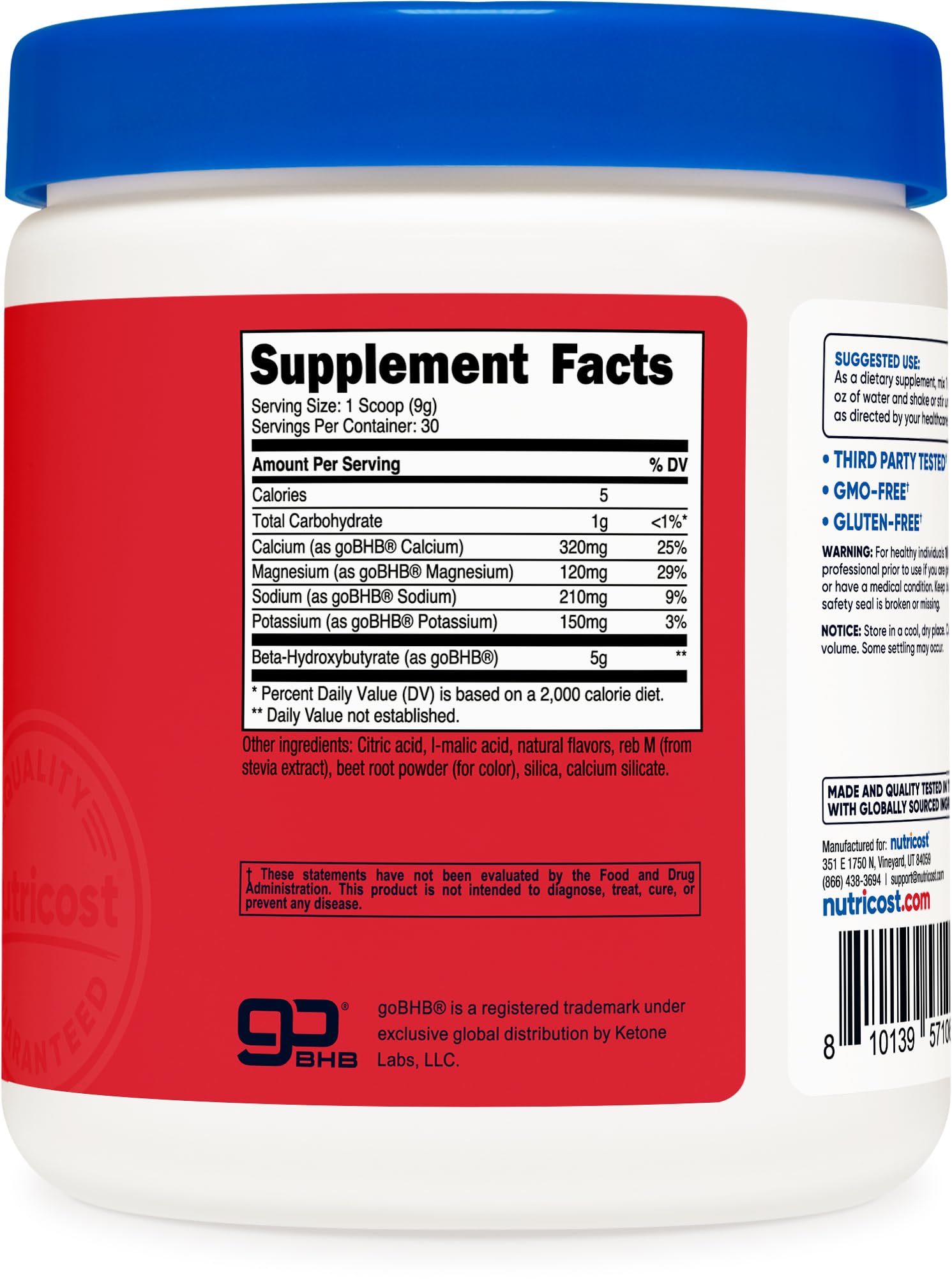 Nutricost BHB Salts Drink Mix ingredients list