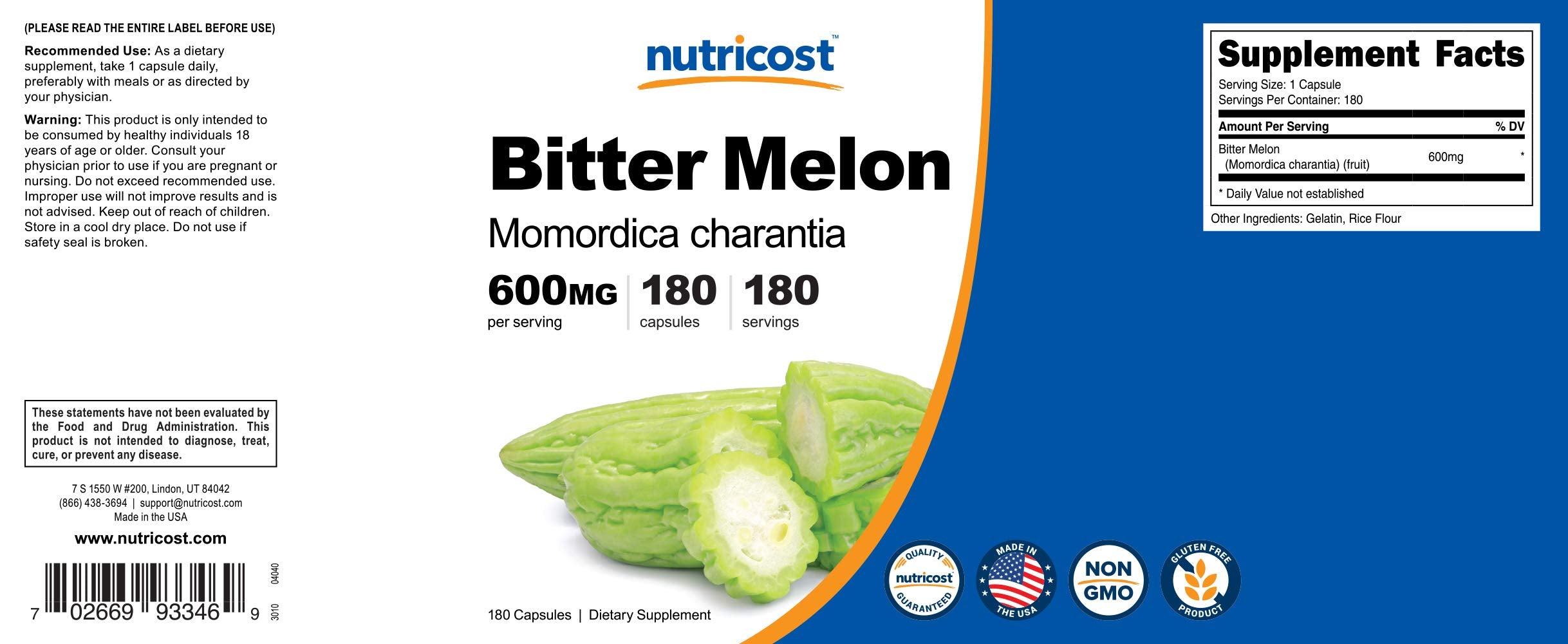 Nutricost Bitter Melon Extract capsules in a hand