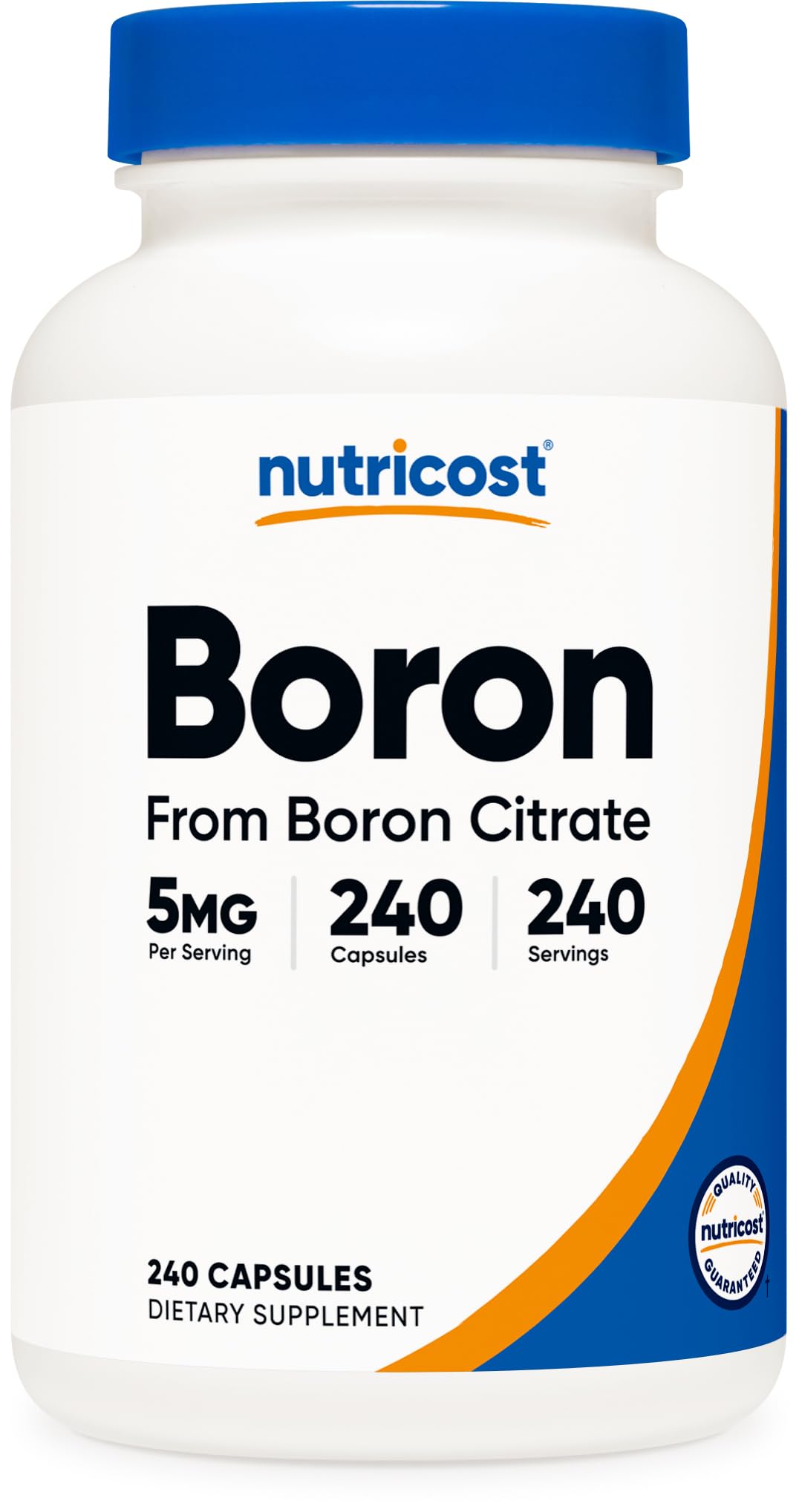 Nutricost Boron Capsules 5mg bottle front view with 240 capsules