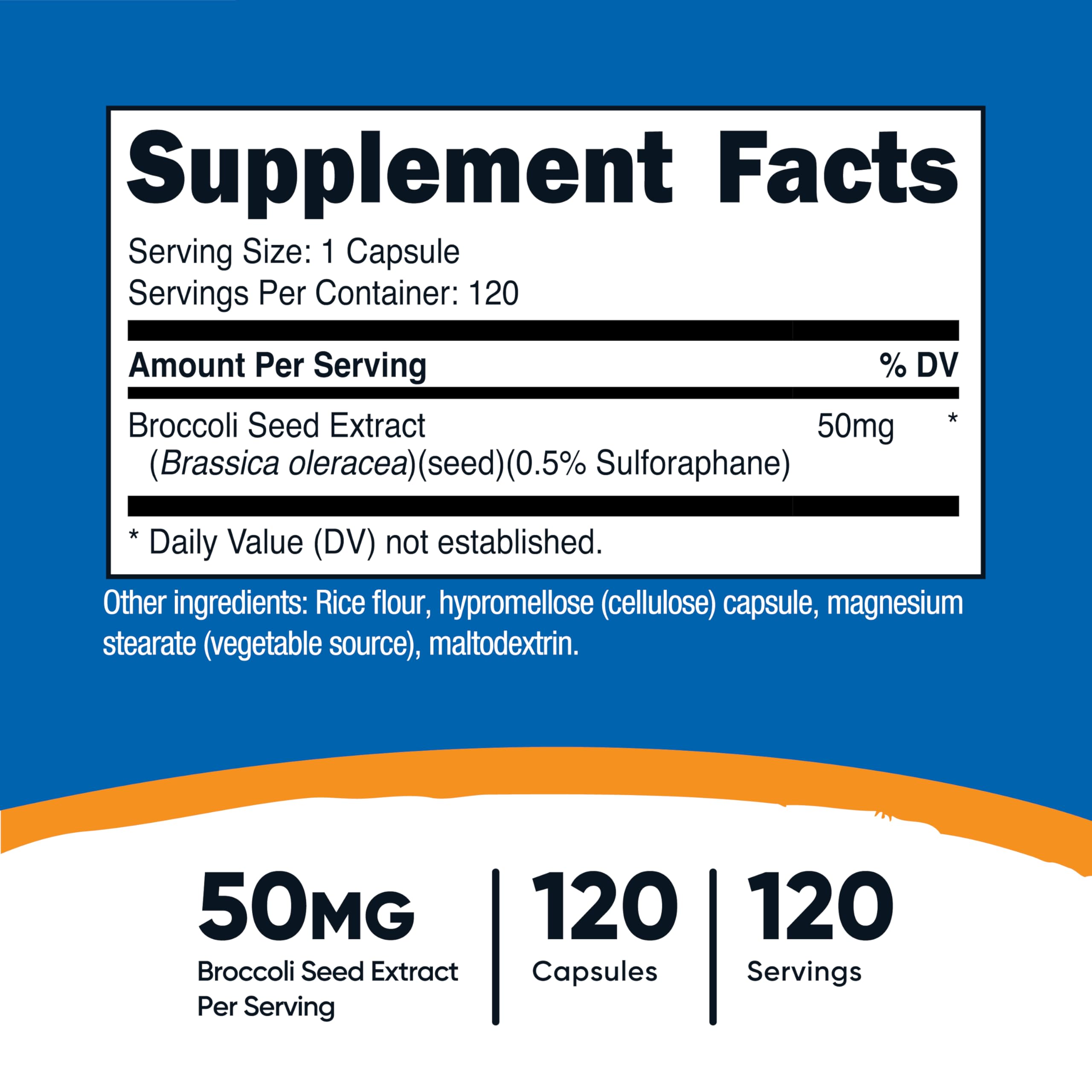 Nutricost Broccoli Seed Extract Capsules bottle side view