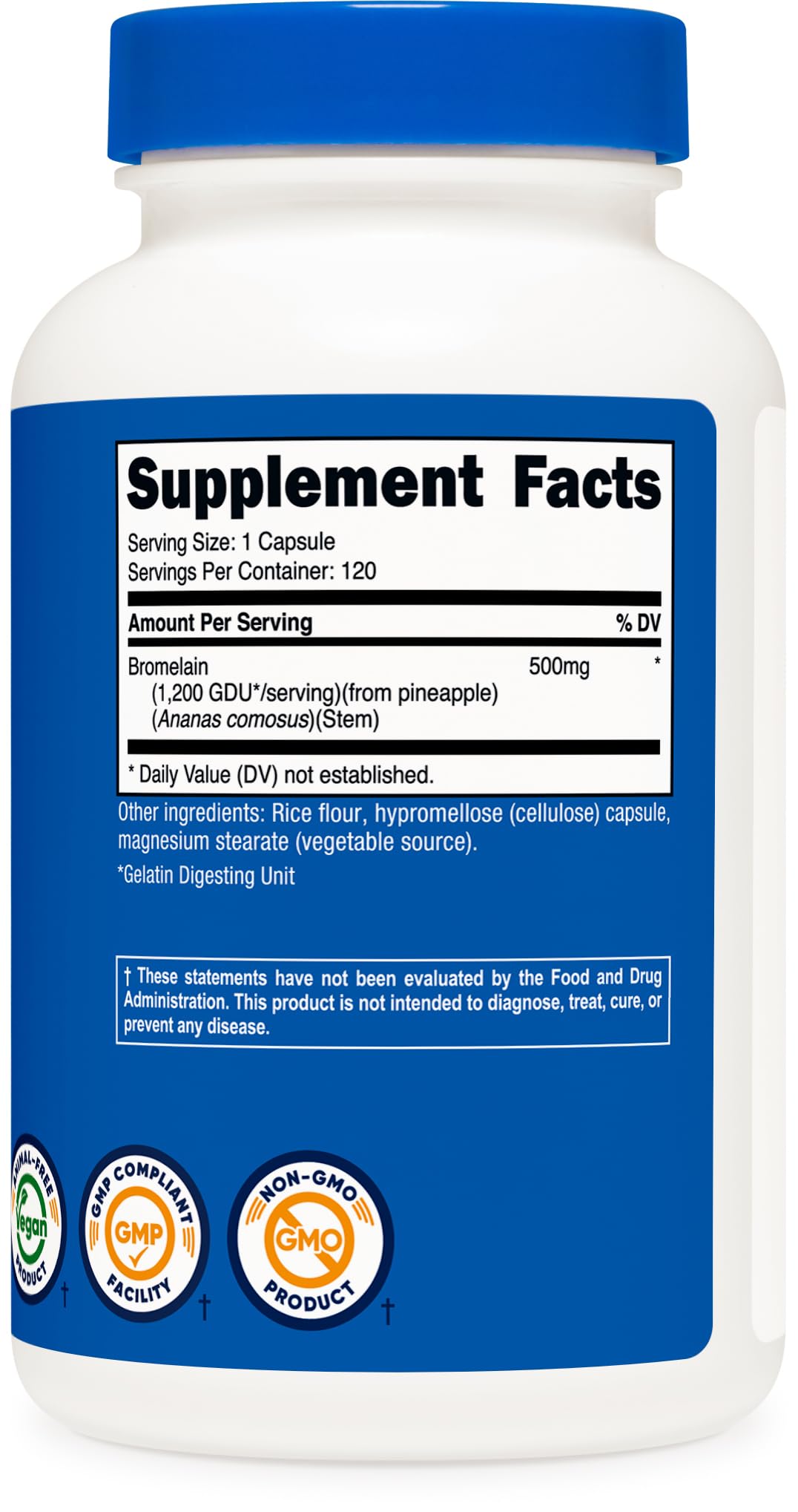 Nutricost Bromelain 120 Capsules on a wooden table