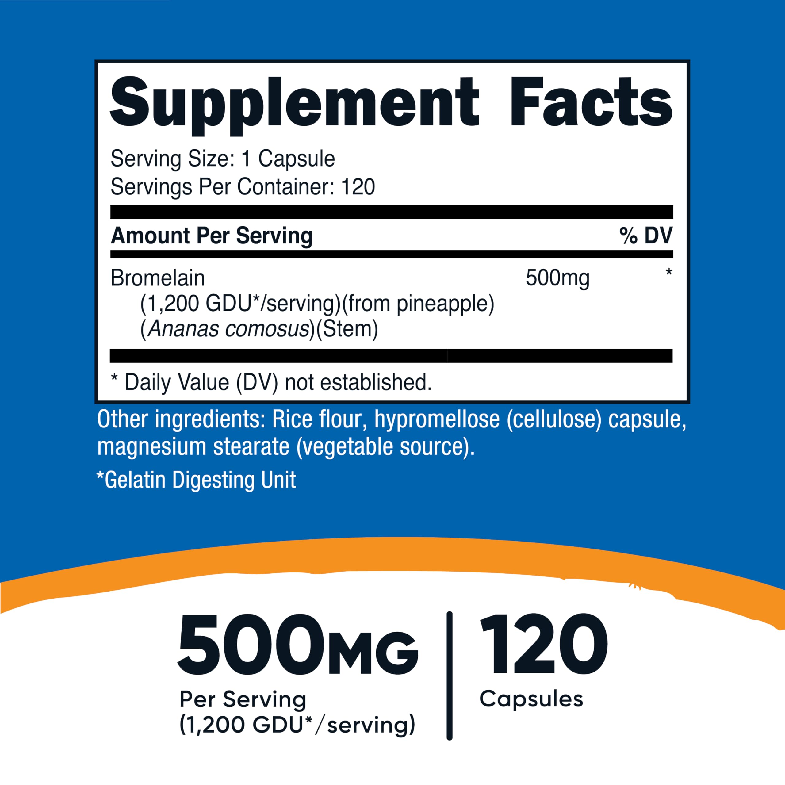 Nutricost Bromelain 120 Capsules side view
