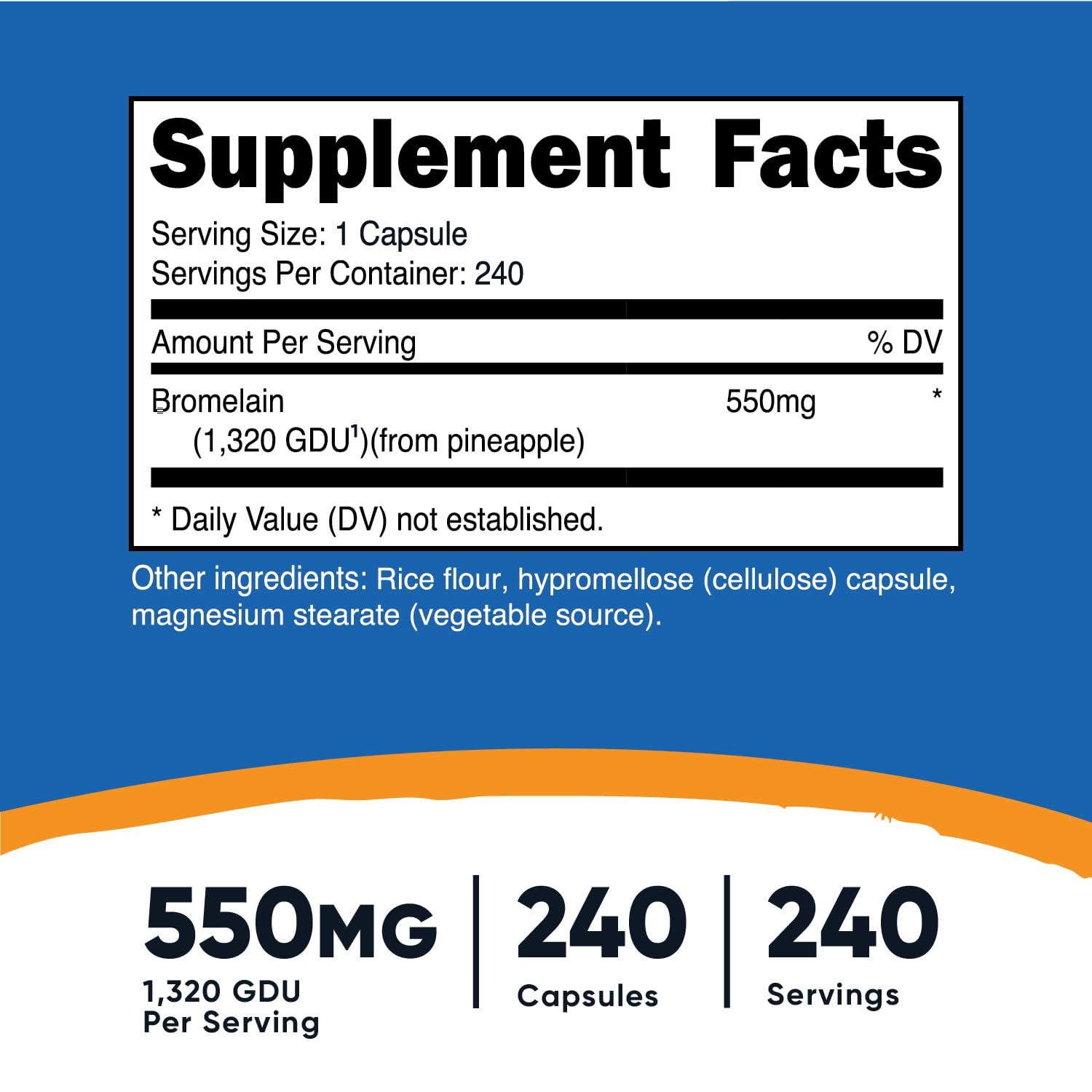 Nutricost Bromelain 240 capsule bottle side view