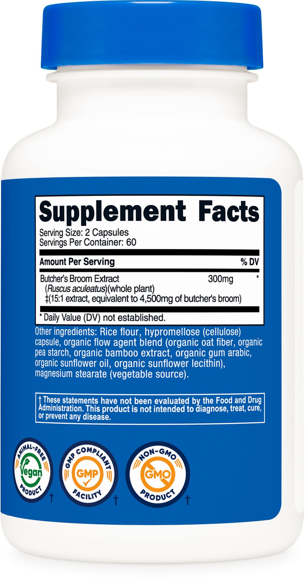 Nutricost Butcher's Broom Extract Capsules 300mg ingredients list