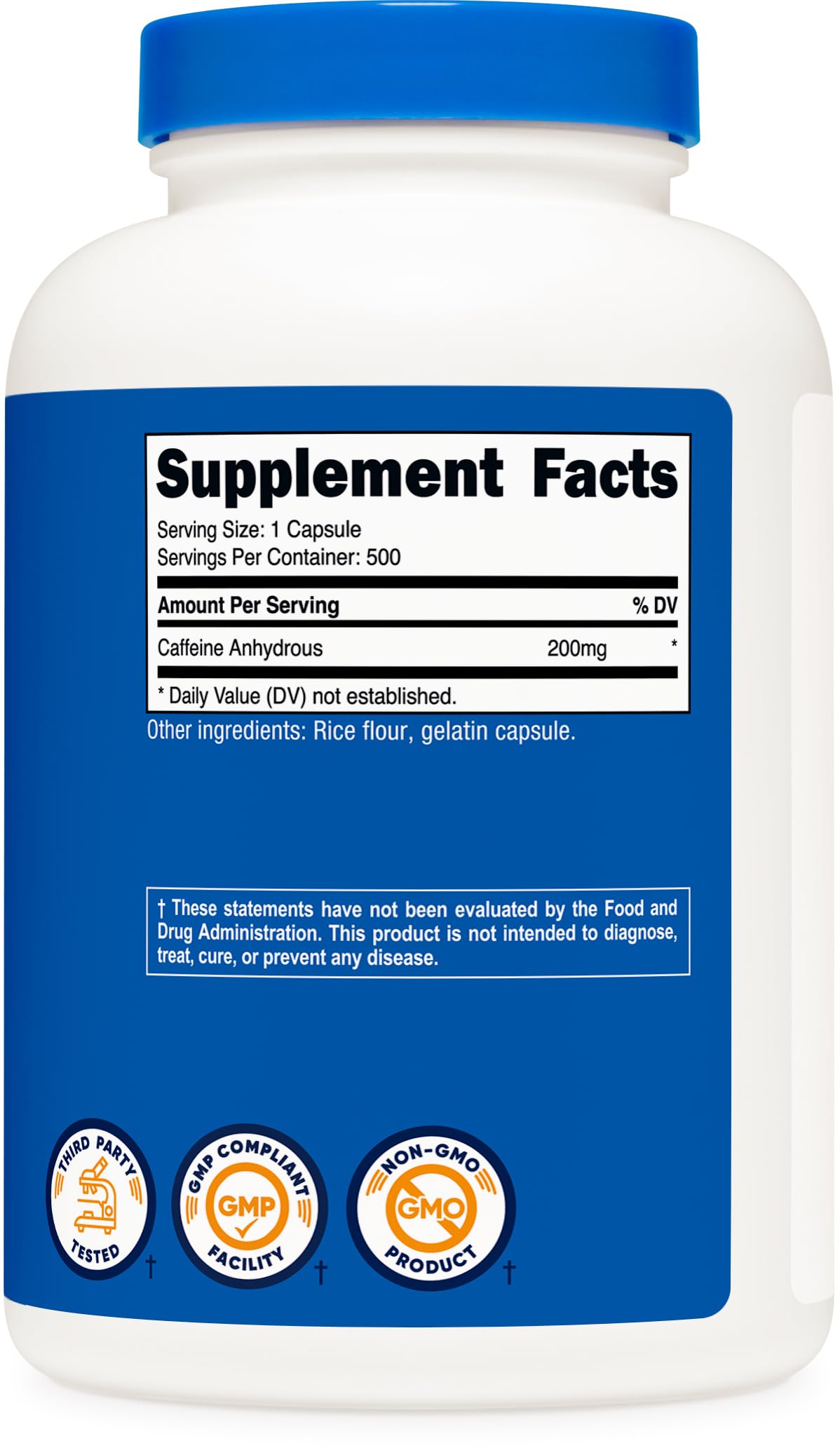 Nutricost Caffeine Capsules 200mg with ingredients list