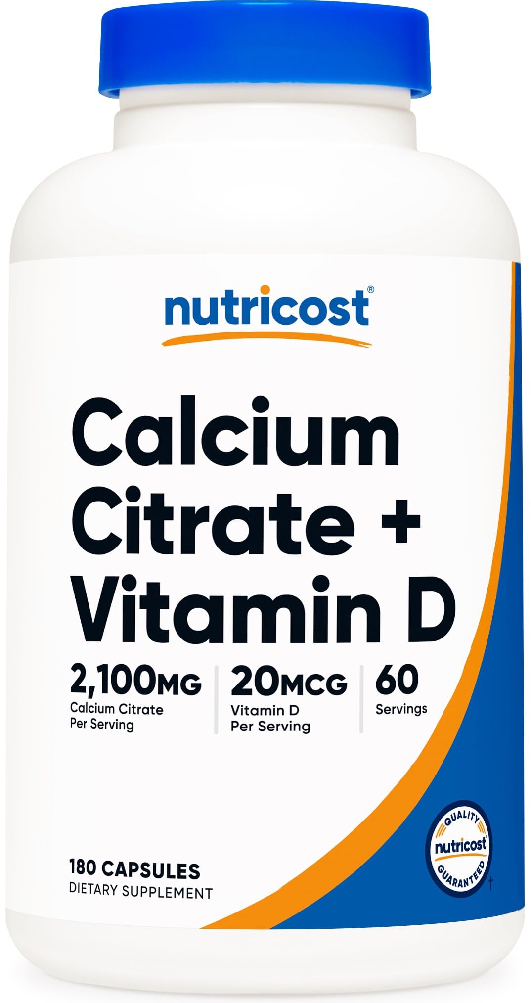 Nutricost Calcium Citrate 2100mg 180 vegetarian capsules front view