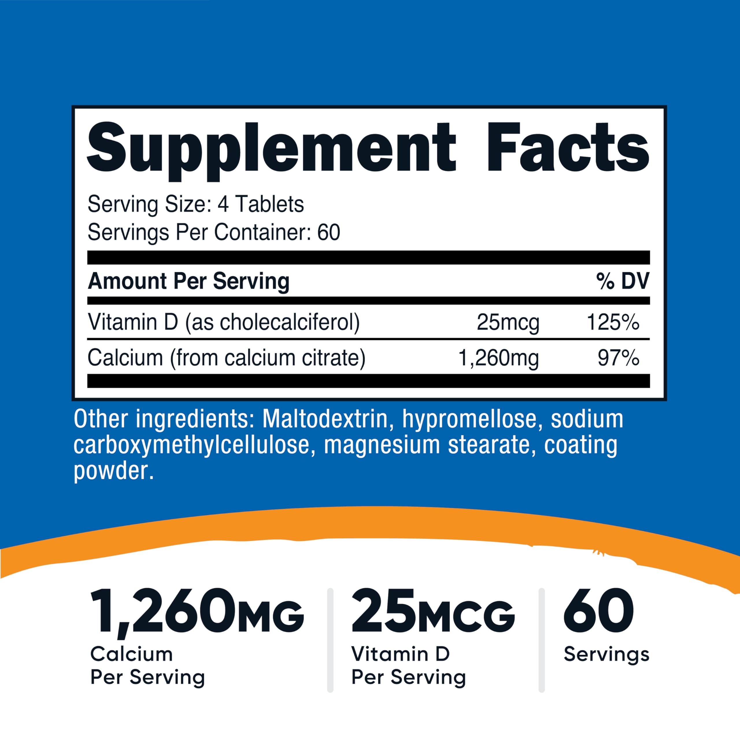 Nutricost Calcium Citrate bottle side view