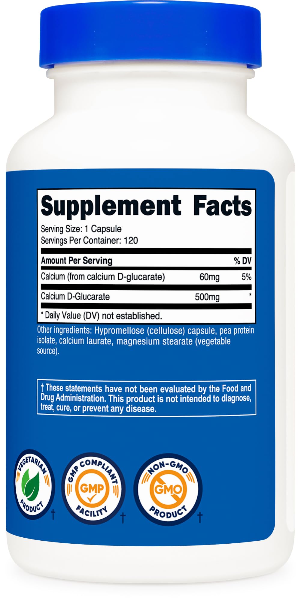 Nutricost Calcium D-Glucarate bottle with capsules and measuring spoon
