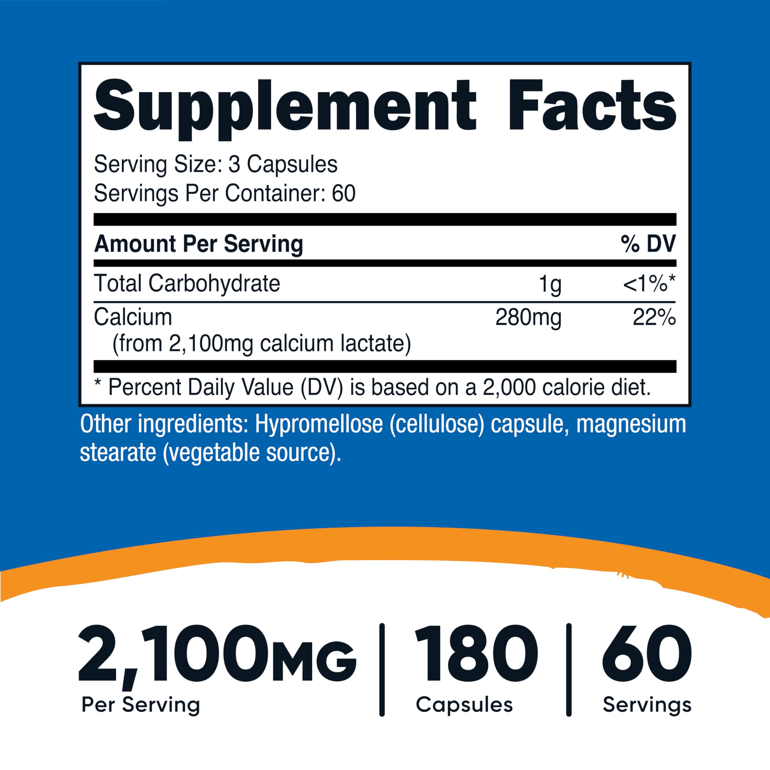 Nutricost Calcium Lactate capsules close-up
