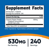 Nutricost Cayenne Pepper Capsules 530mg bottle side view