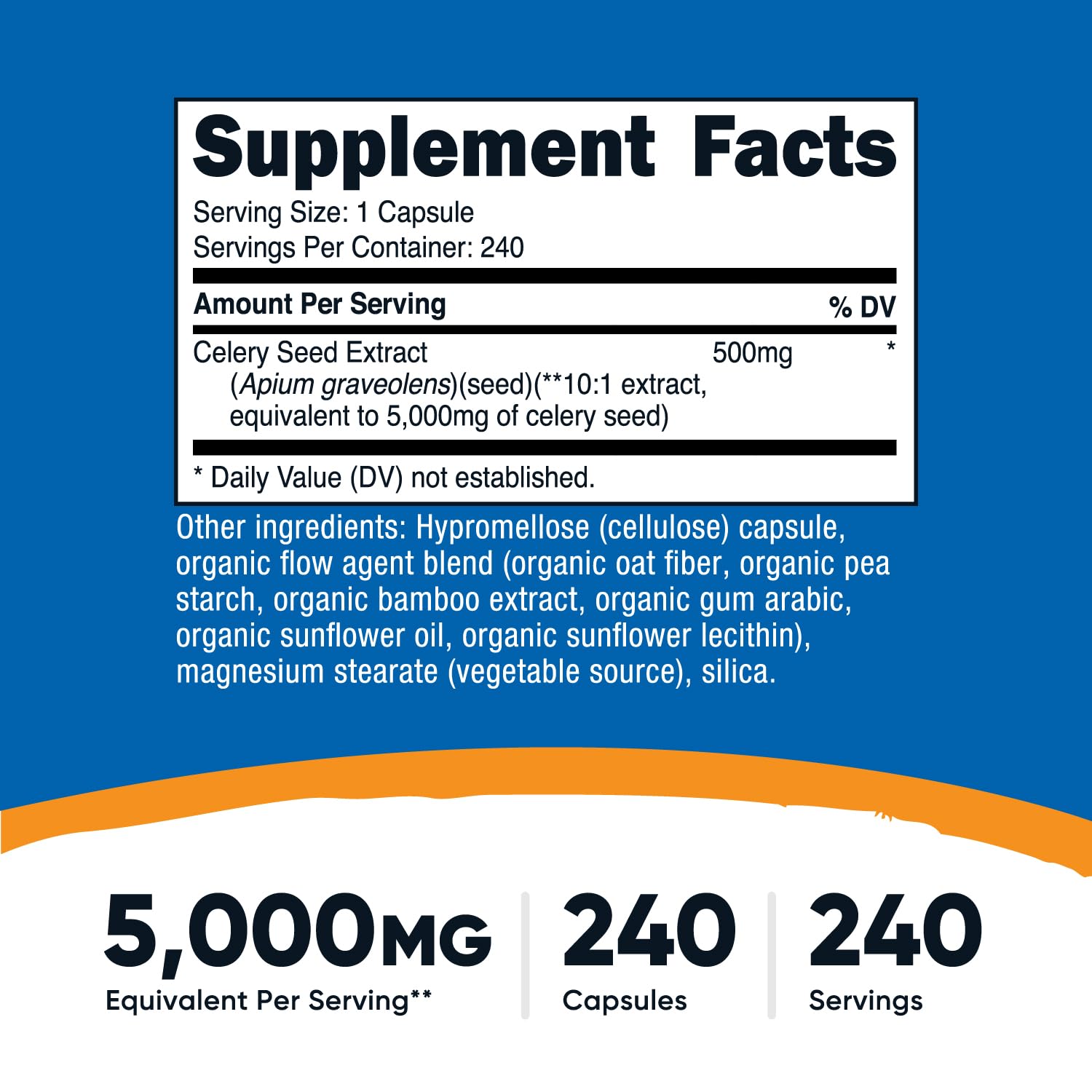 Nutricost Celery Seed Capsules 240 count bottle