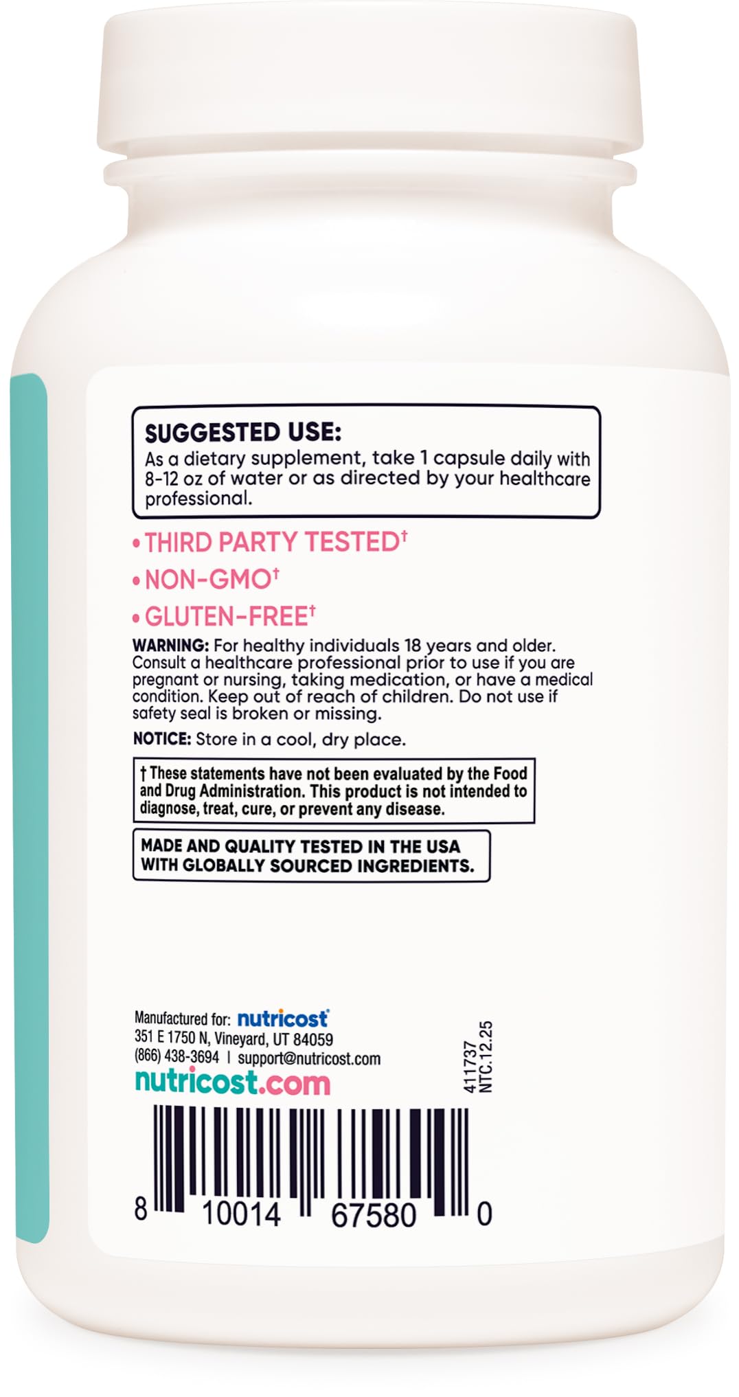 Nutricost Chasteberry Supplement bottle with a measuring spoon
