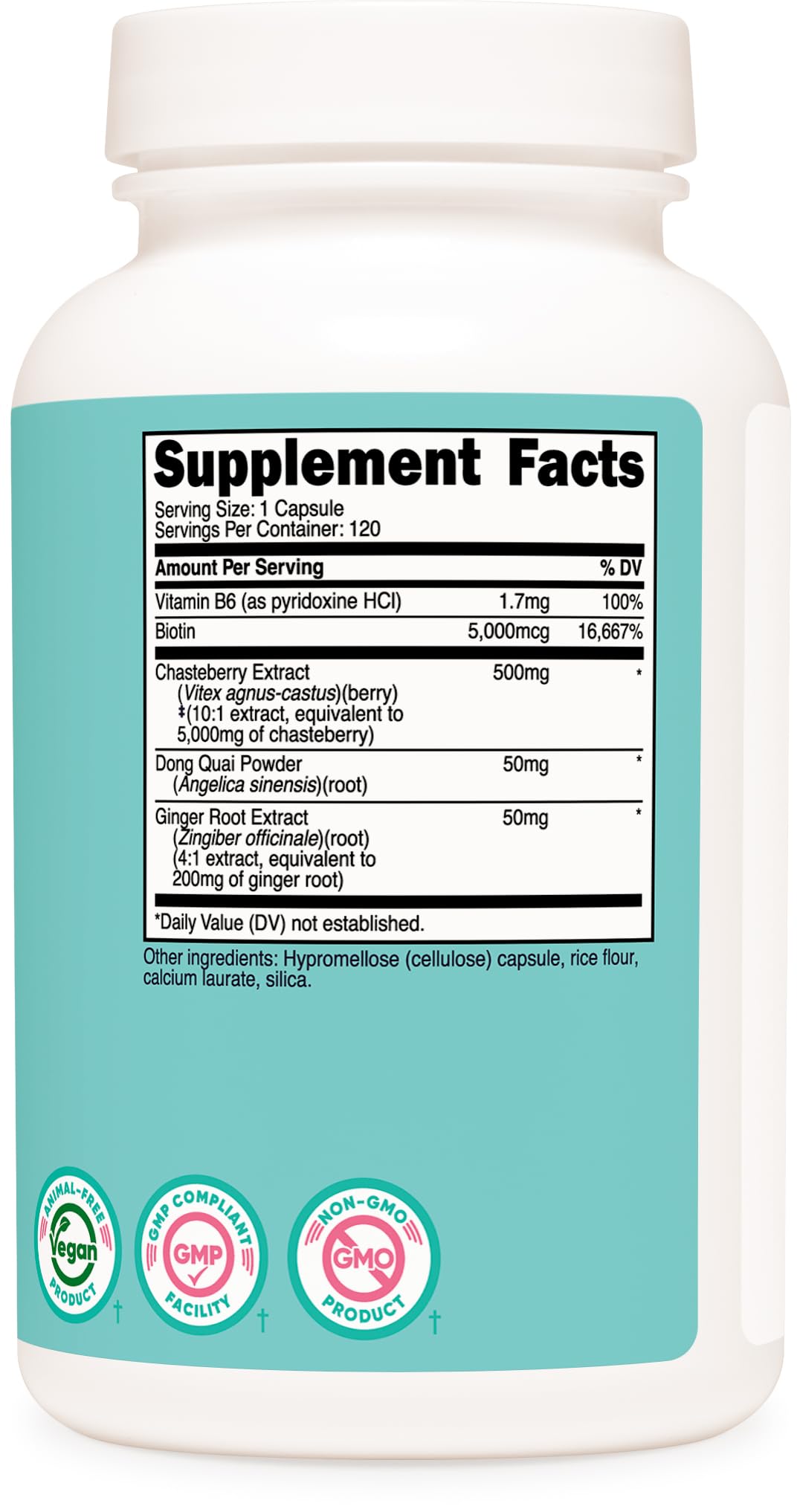 Nutricost Chasteberry Supplement ingredients list close-up