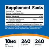 Nutricost Chelated Iron 240 count bottle side view