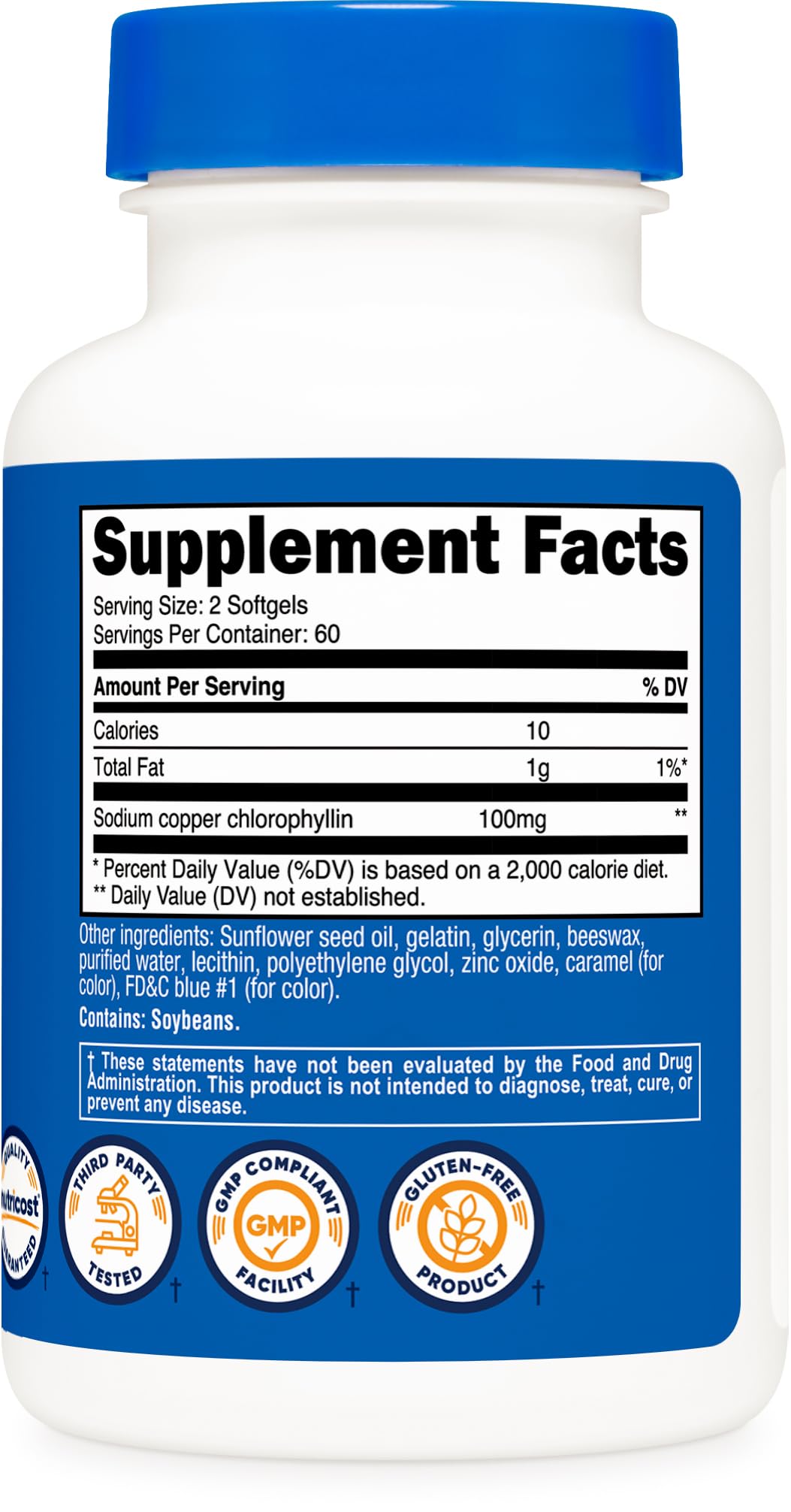 Nutricost Chlorophyll Softgels 100mg nutritional information