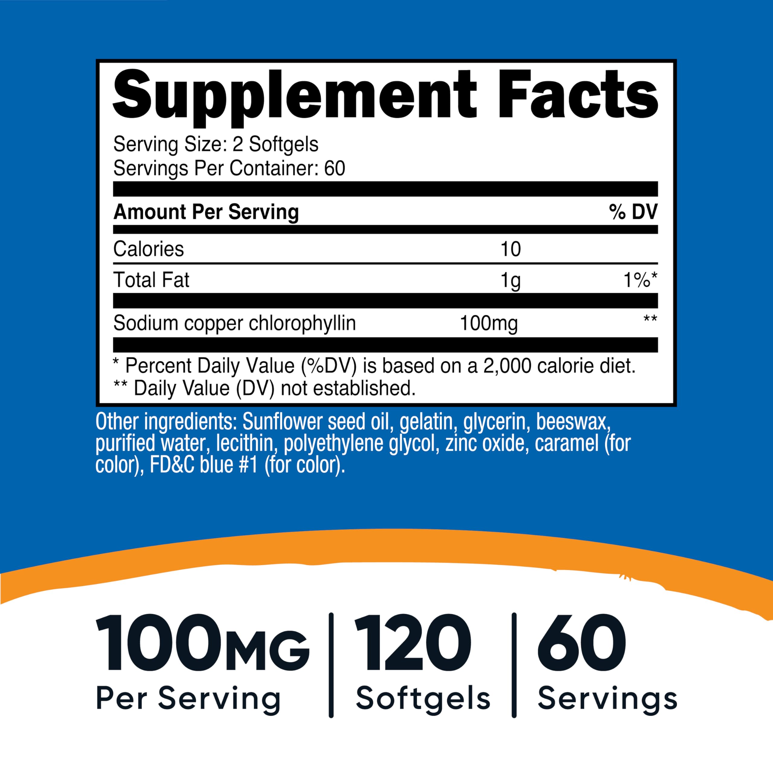 Nutricost Chlorophyll Softgels 100mg softgel close-up