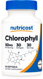 Nutricost Chlorophyll Softgels 50mg front view of the bottle