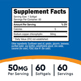 Nutricost Chlorophyll Softgels 50mg side view showing softgels
