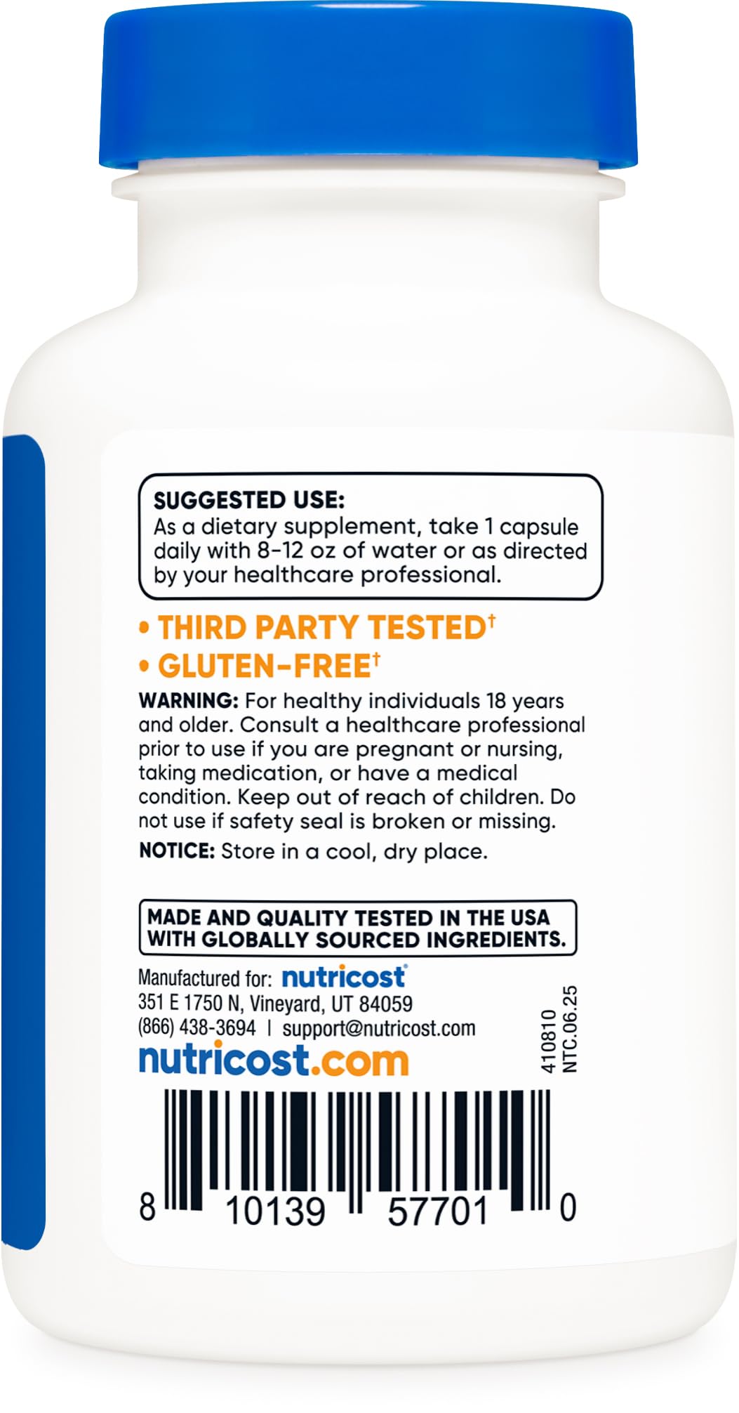 Nutricost Chrysin Supplement 550mg capsules in a pile