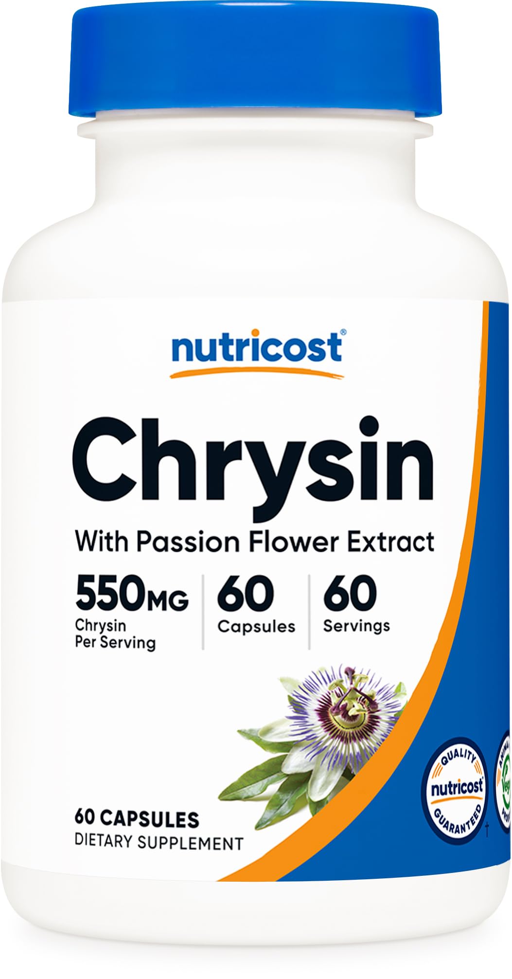Nutricost Chrysin Supplement 550mg front view of the bottle