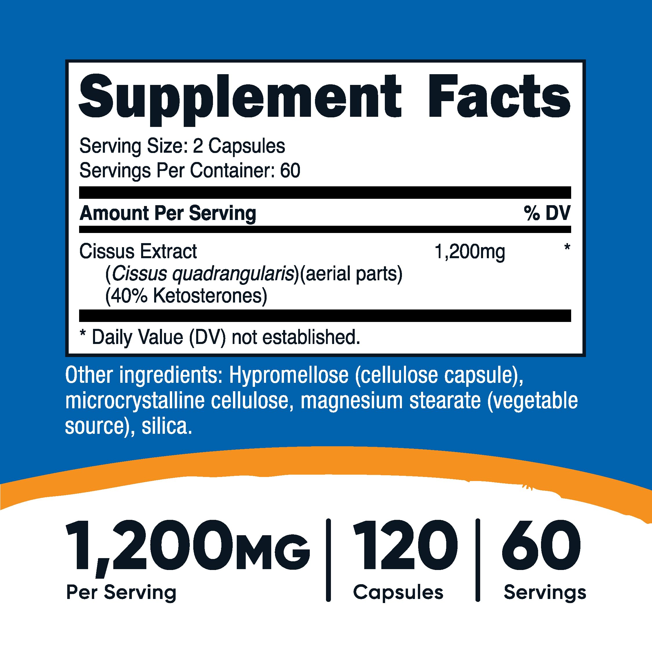 Nutricost Cissus Quadrangularis 1200mg supplement capsules close-up