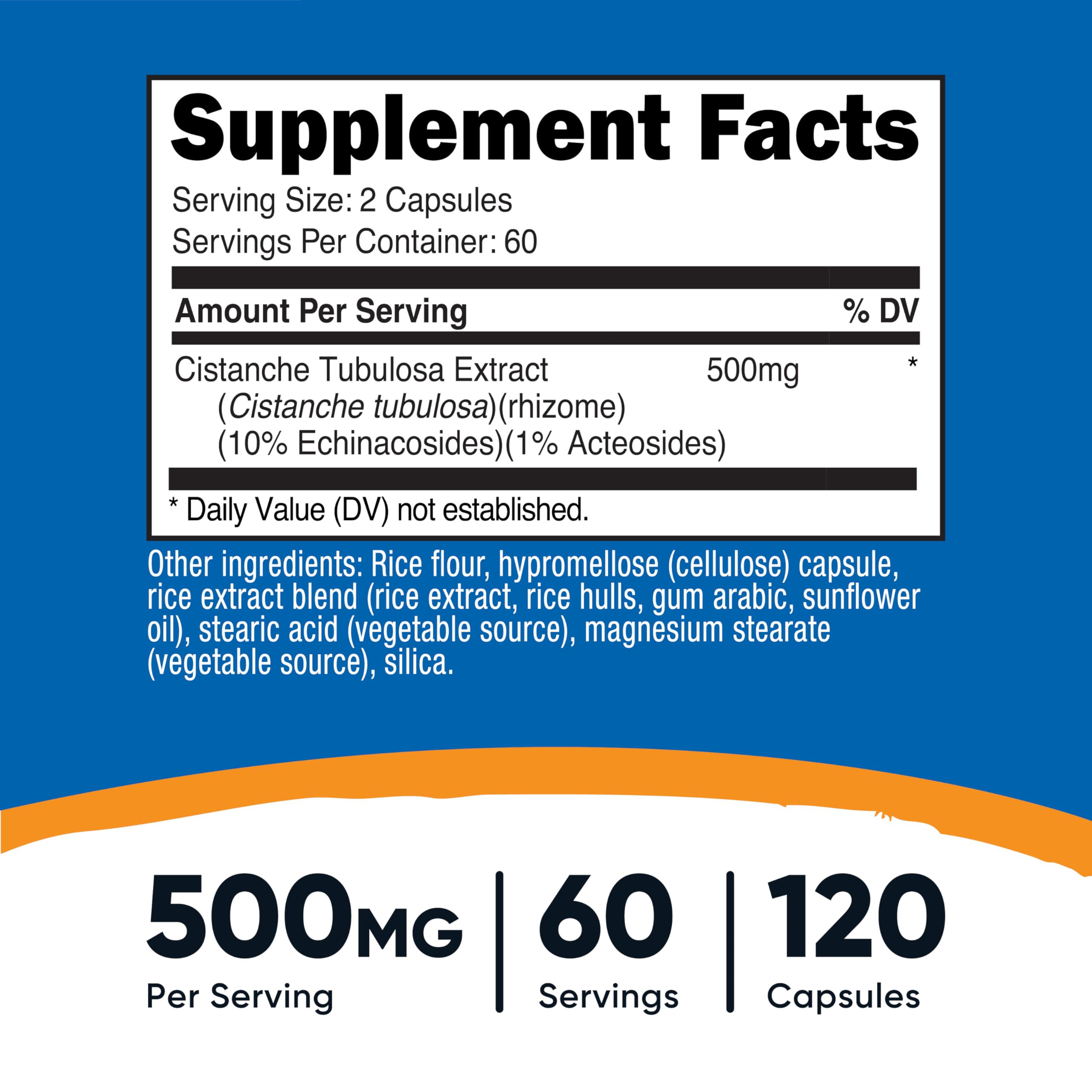 Nutricost Cistanche Tubulosa 500mg Vegan Capsules side view