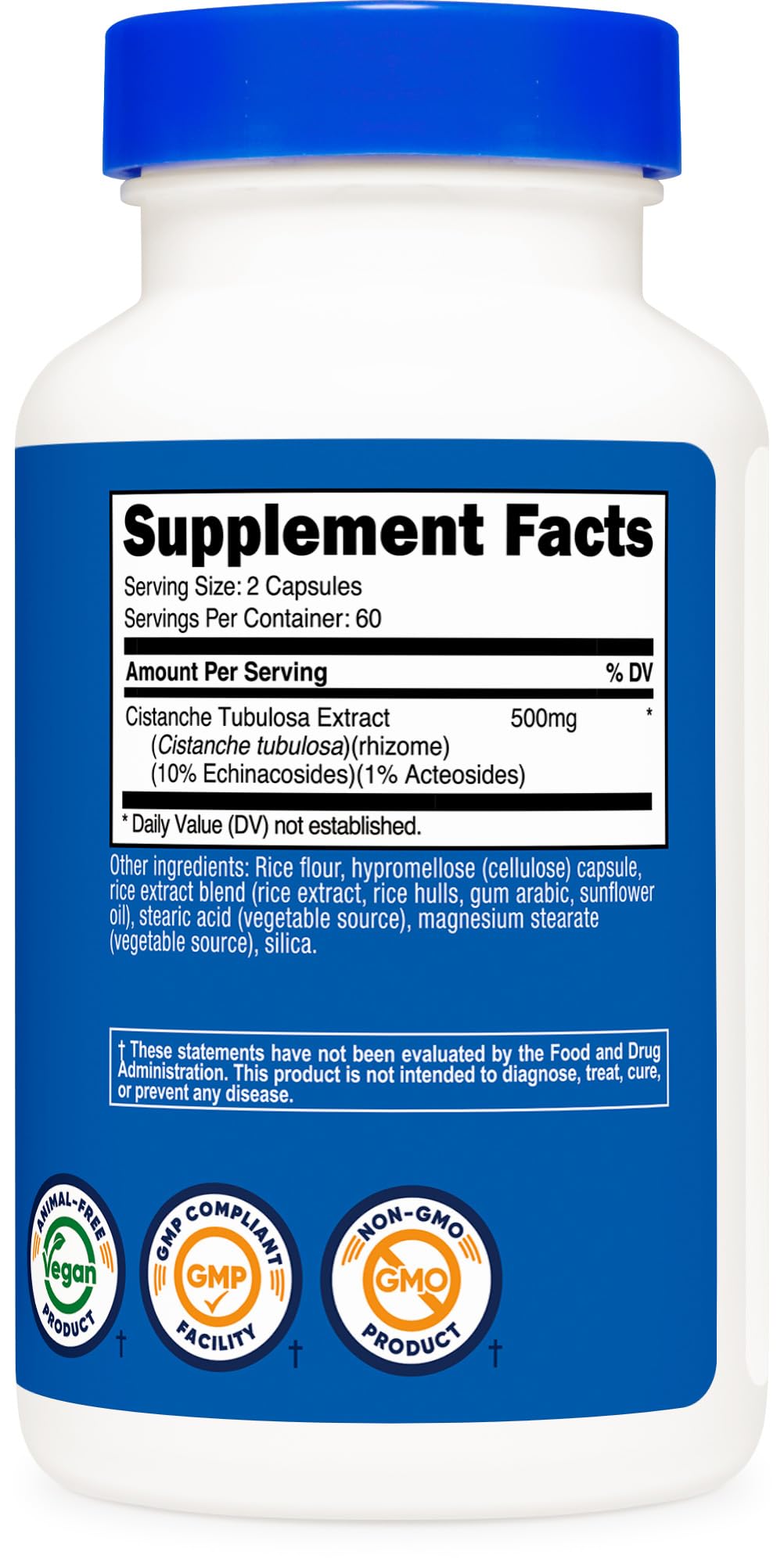 Nutricost Cistanche Tubulosa 500mg Vegan Capsules with measuring spoon