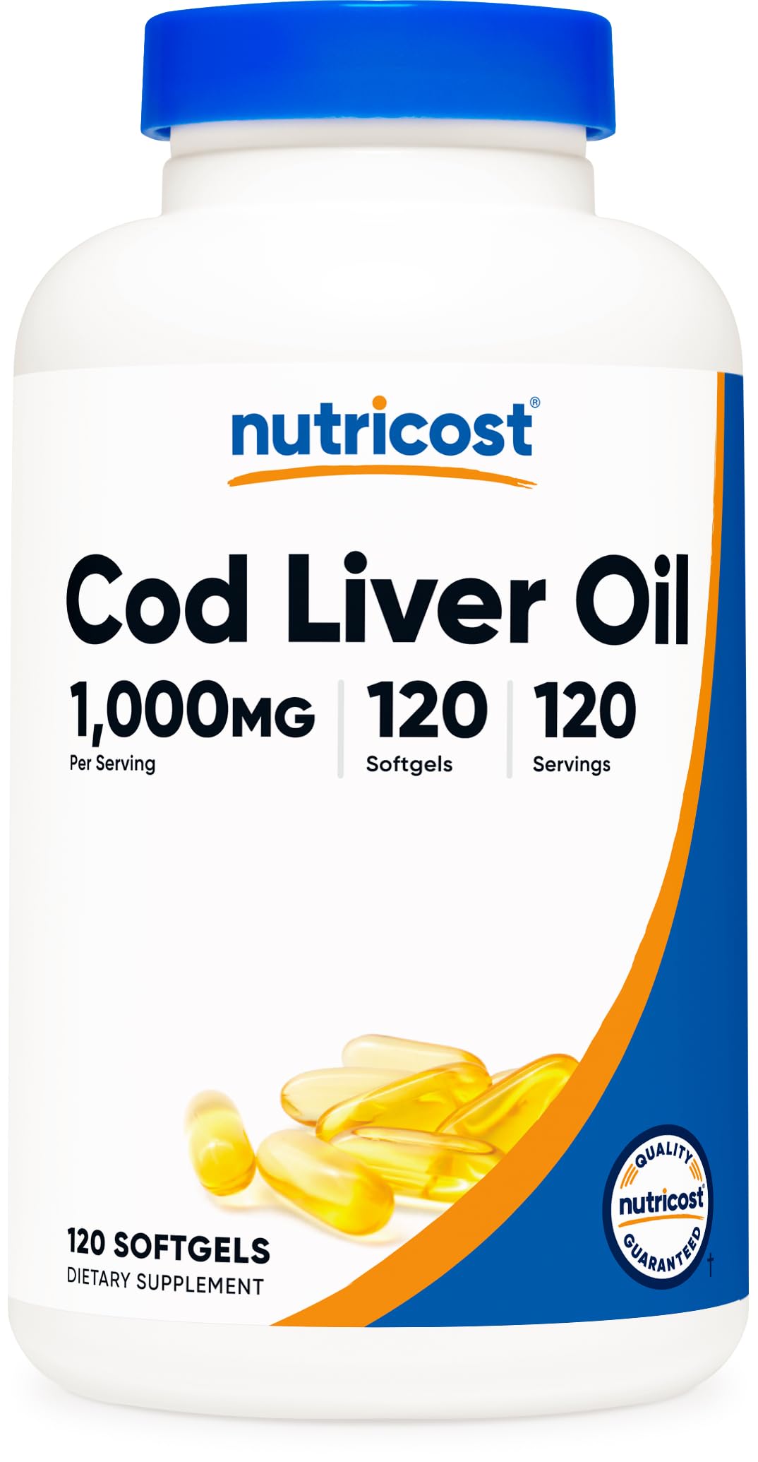Nutricost Cod Liver Oil Softgels 1000mg front view
