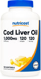 Nutricost Cod Liver Oil Softgels 1000mg front view
