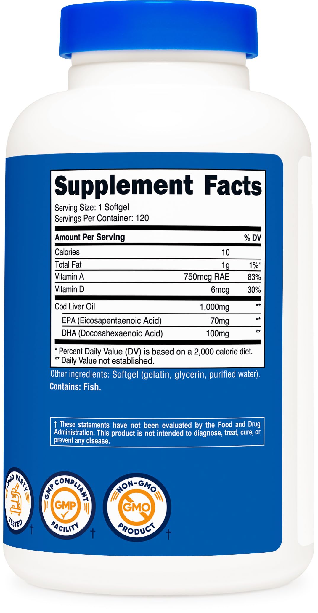 Nutricost Cod Liver Oil Softgels 1000mg ingredients list