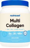 Nutricost Collagen Peptides 590g unflavoured powder front view