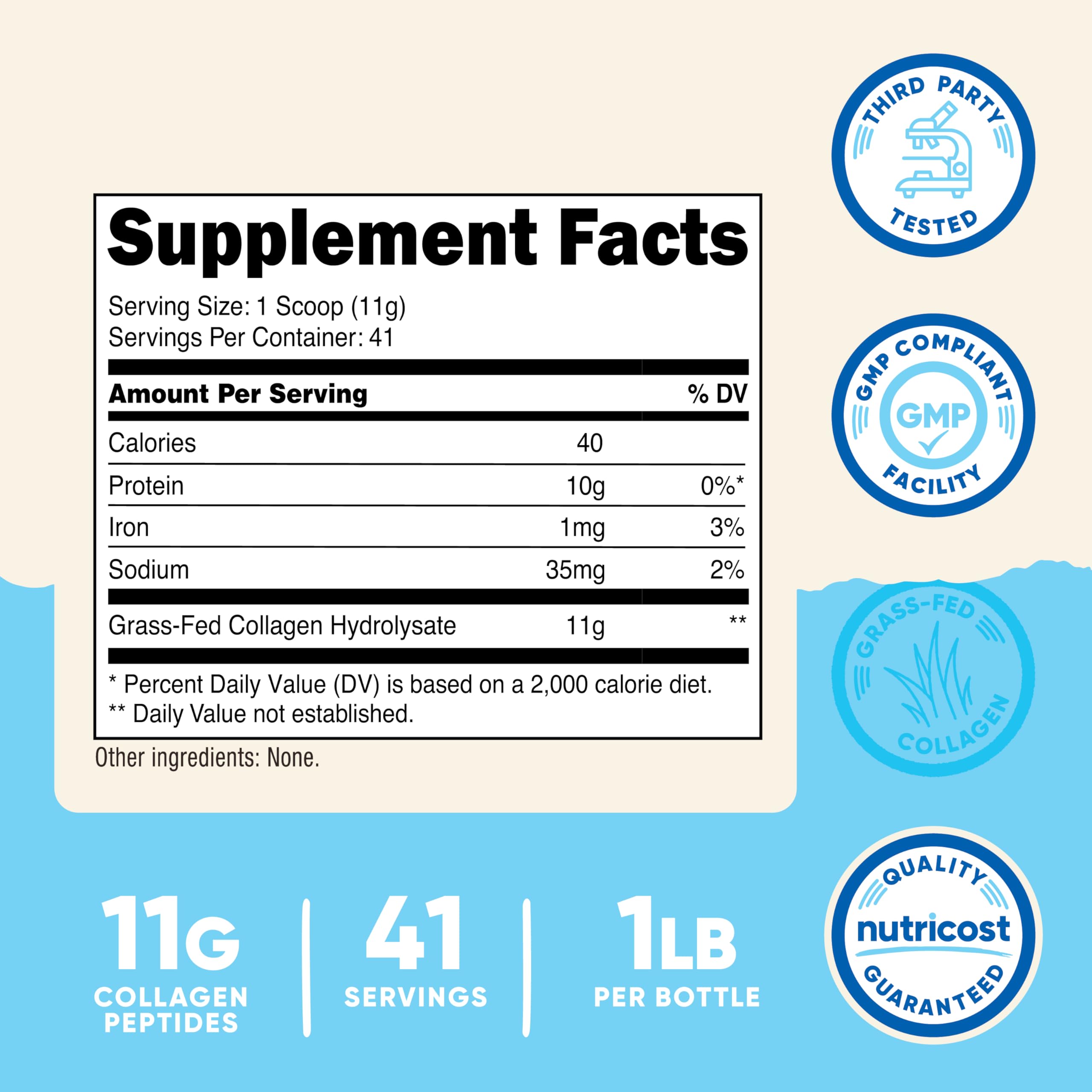 Nutricost Collagen Powder 1LB packaging side view