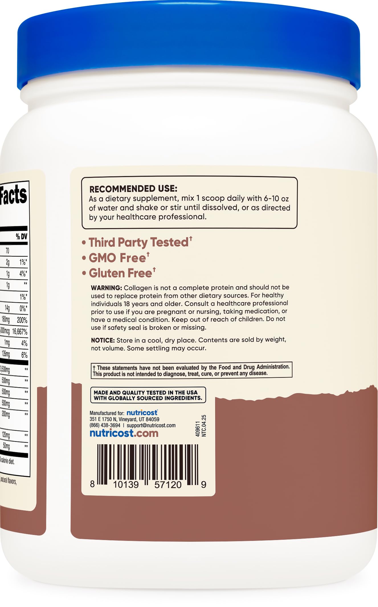 Nutricost Collagen Powder 689g Milk Chocolate Flavor in a smoothie